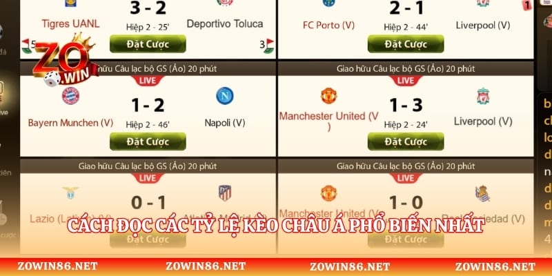Cách đọc các tỷ lệ kèo châu Á phổ biến nhất