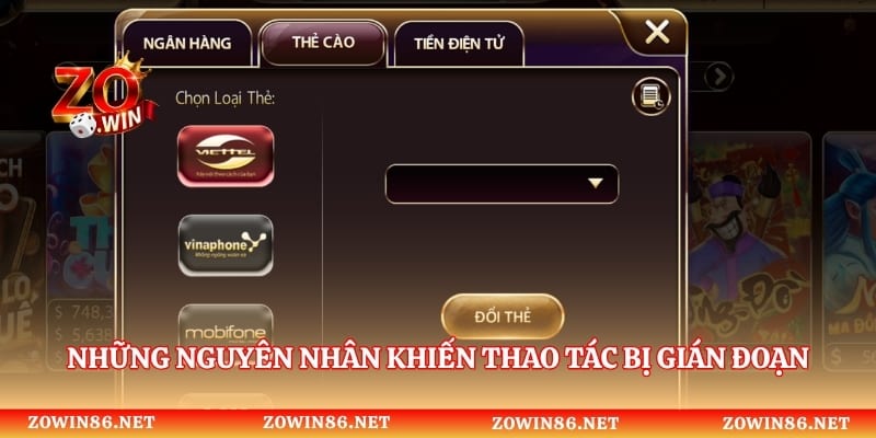 Những nguyên nhân khiến thao tác chuyển tiền cược bị gián đoạn