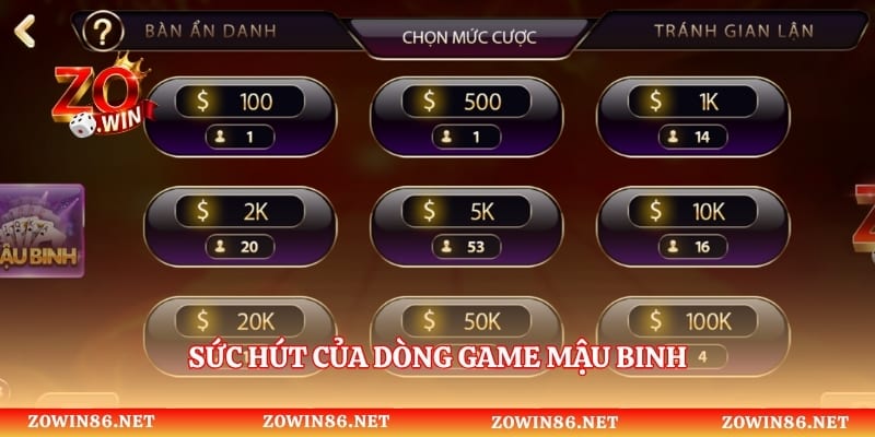 Sức hút của dòng game mậu binh