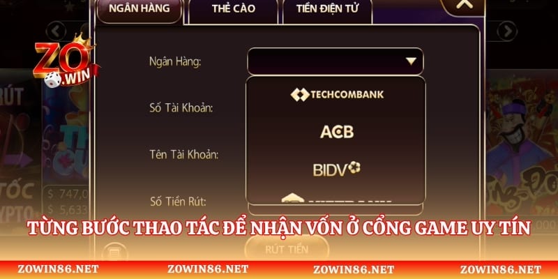 Từng bước thao tác để nhận vốn ở cổng game uy tín